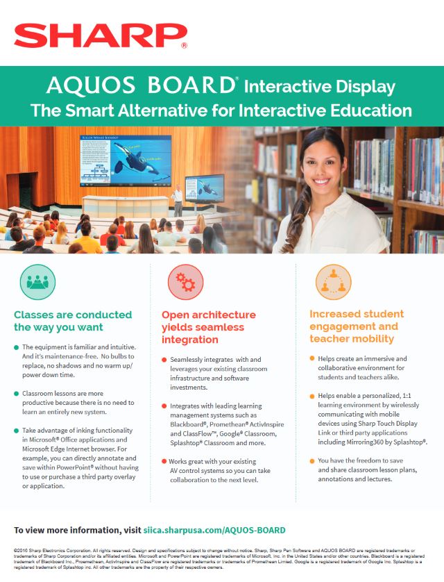 Sharp Aquos Board Education Guide, Sharp, ABM Business Systems, Sharp, Copier, Printer, MFP, Service, Supplies, HP, Xerox, CT, Connecticut