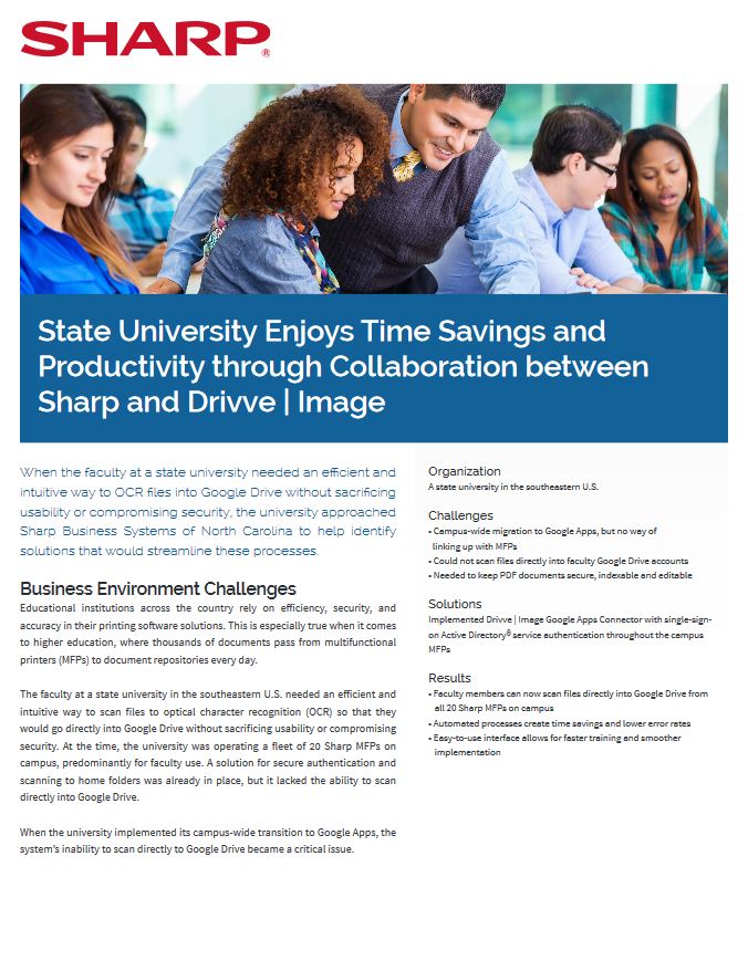 State University Drive Case Study, Sharp, ABM Business Systems, Sharp, Copier, Printer, MFP, Service, Supplies, HP, Xerox, CT, Connecticut