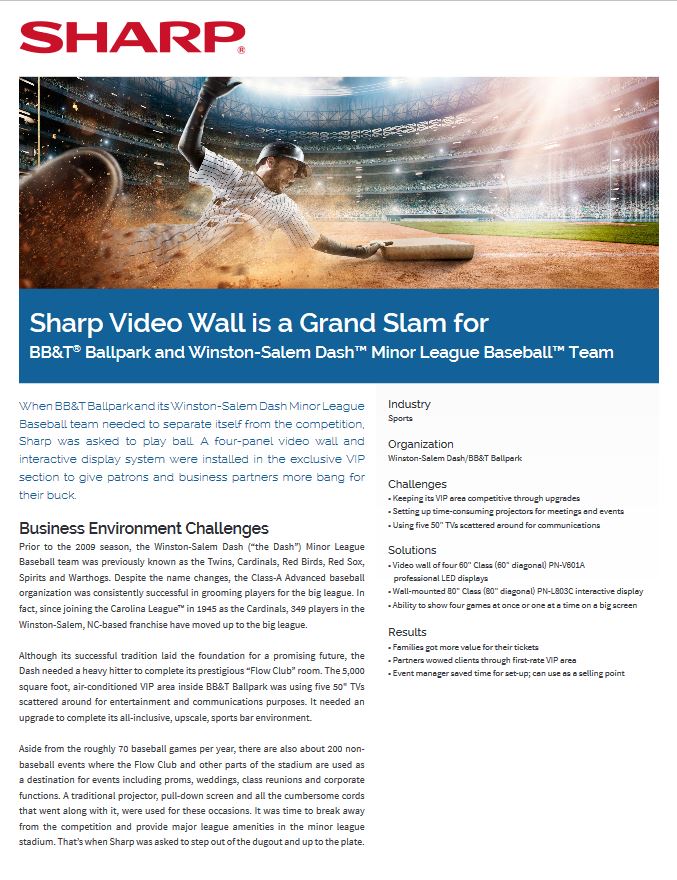 Video Wall Bb&t Ballpark, Sharp, ABM Business Systems, Sharp, Copier, Printer, MFP, Service, Supplies, HP, Xerox, CT, Connecticut